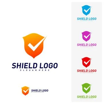 Shield Check Logo Design Concept Vector. Shield quality vector illustration D Stockillustratie