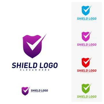 Shield Check Logo Design Concept Vector. Shield quality vector illustration D 스톡 일러스트
