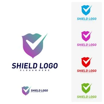 Shield Check Logo Design Concept Vector. Shield quality vector illustration D Stock Illustration