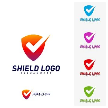 Shield Check Logo Design Concept Vector. Shield quality vector illustration D Stock Illustration