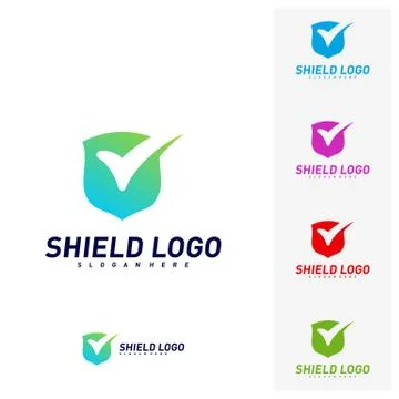 Shield Check Logo Design Concept Vector. Shield quality vector illustration D Stock Illustration