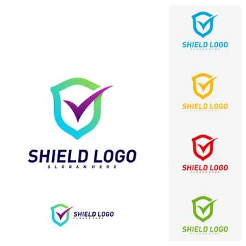 Shield Check Logo Design Concept Vector. Shield quality vector illustration D 스톡 일러스트