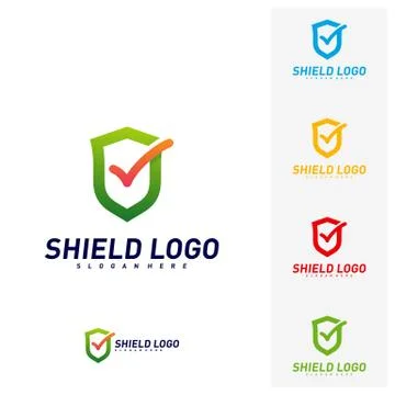 Shield Check Logo Design Concept Vector. Shield quality vector illustration D 스톡 일러스트