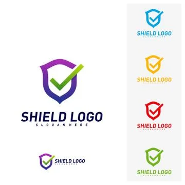 Shield Check Logo Design Concept Vector. Shield quality vector illustration D Stockillustratie