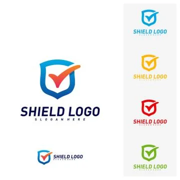 Shield Check Logo Design Concept Vector. Shield quality vector illustration D 스톡 일러스트