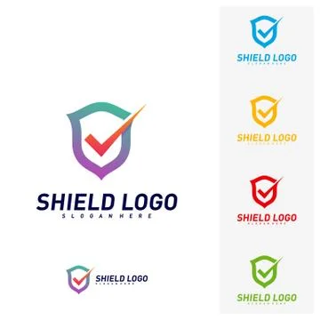 Shield Check Logo Design Concept Vector. Shield quality vector illustration D イラスト素材