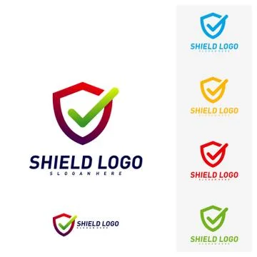 Shield Check Logo Design Concept Vector. Shield quality vector illustration D Stock Illustration