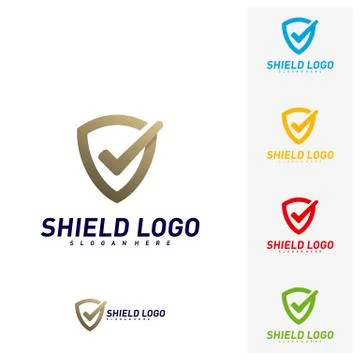 Shield Check Logo Design Concept Vector. Shield quality vector illustration D 스톡 일러스트