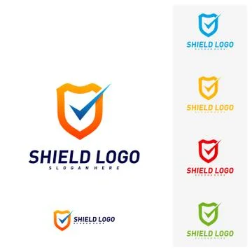 Shield Check Logo Design Concept Vector. Shield quality vector illustration D Stock Illustration