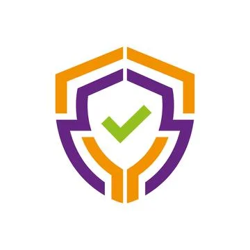 Shield Check Logo Design with Security Protection Trusted Quality Badge Stock Illustration