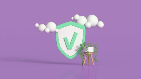 Shield with check mark 3D render animation Stock Footage 232382272