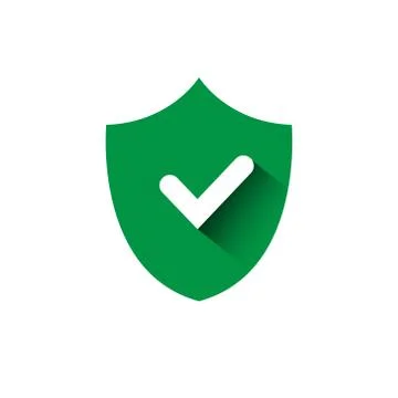 Shield With Check Mark Green Icon Protection And Security Concept Stock Illustration