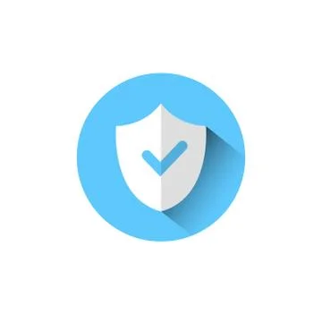 Shield With Check Mark Icon Blue Protection And Security Concept Stock Illustration