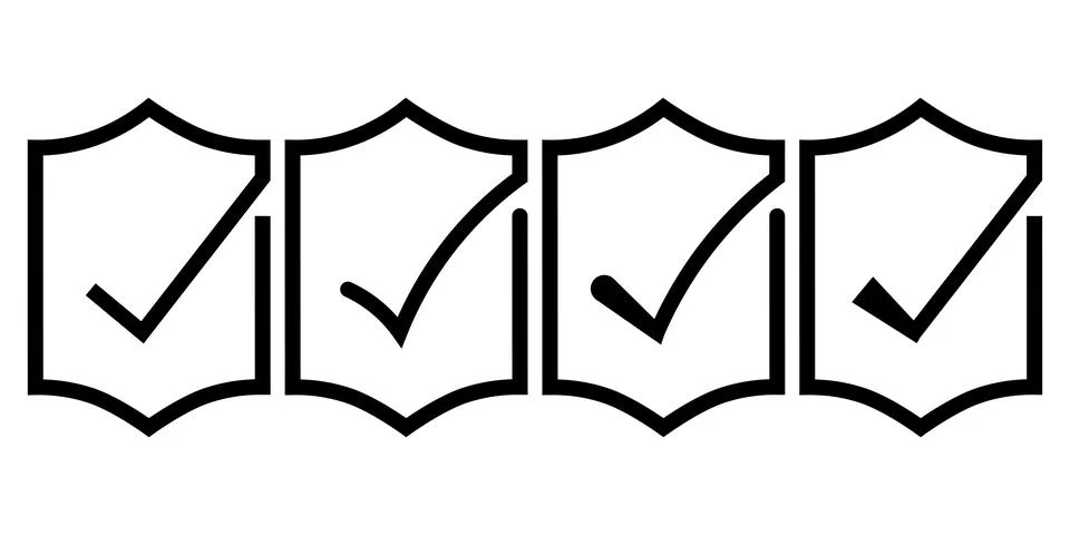 Shield Check Mark Icon Collection Stock Illustration