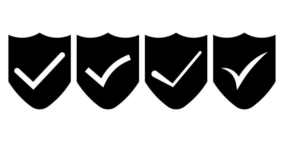 Shield Check Mark Icon Collection Stock Illustration