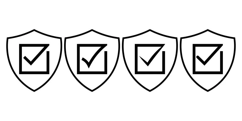 Shield Check Mark Icon Collection Stock Illustration