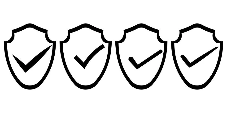 Shield Check Mark Icon Collection Stock Illustration