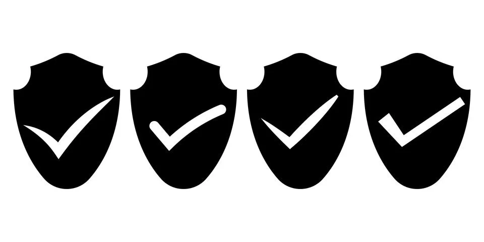 Shield Check Mark Icon Collection Stock Illustration