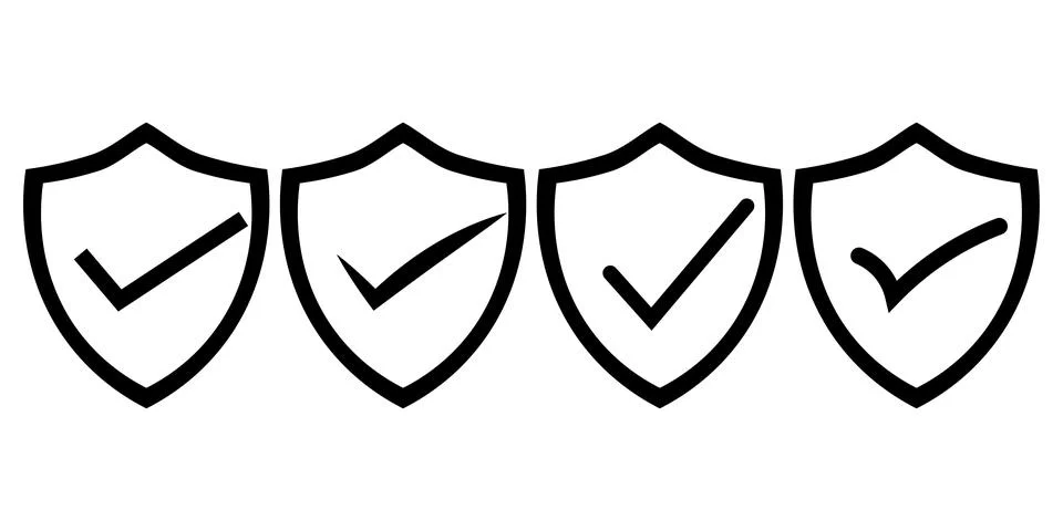 Shield Check Mark Icon Collection Stock Illustration