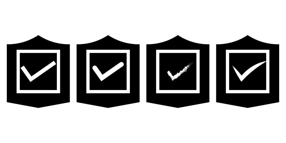 Shield Check Mark Icon Collection Stock Illustration