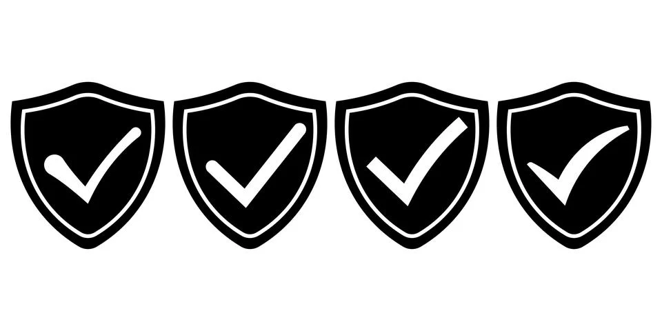 Shield Check Mark Icon Collection Stock Illustration