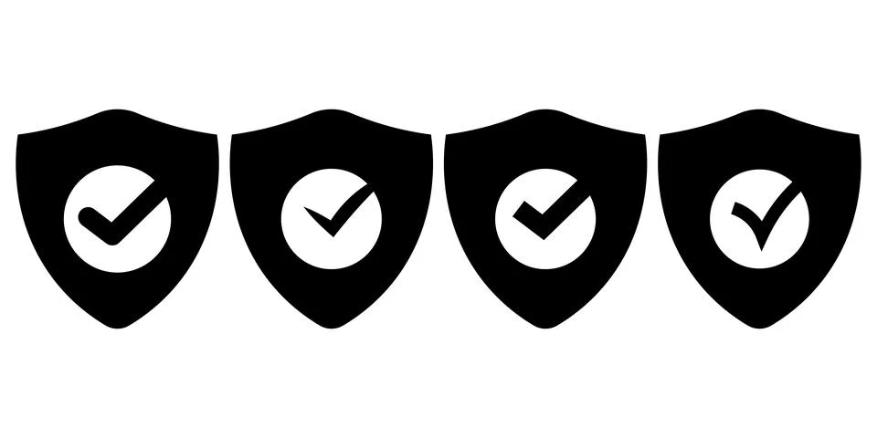 Shield Check Mark Icon Collection Stock Illustration