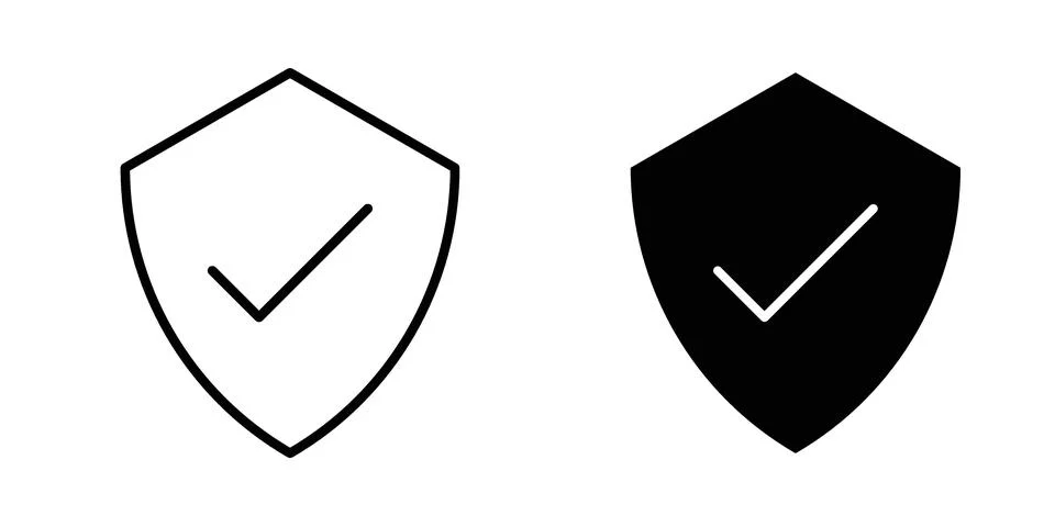 Shield check mark icon for design projects and web UI Stock Illustration