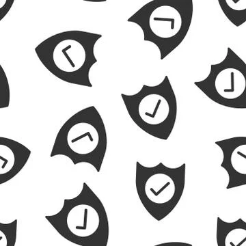 Shield with check mark icon in flat style. Protect vector illustration on whi イラスト素材
