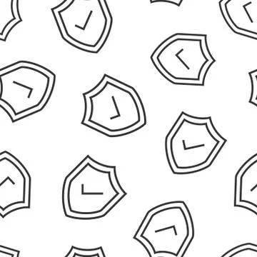 Shield with check mark icon in flat style. Protect vector illustration on whi イラスト素材