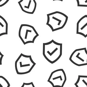 Shield with check mark icon in flat style. Protect vector illustration on whi イラスト素材
