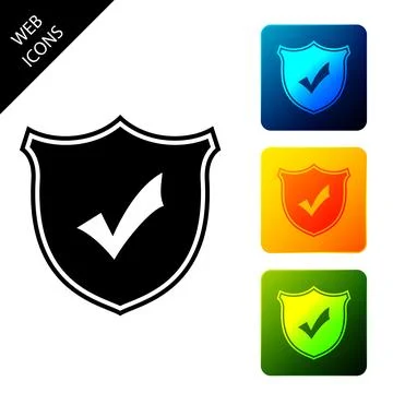 Shield with check mark icon isolated. Protection symbol. Security check Icon イラスト素材