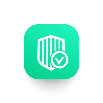 Shield with check mark icon, security concept, vector illustration 스톡 일러스트
