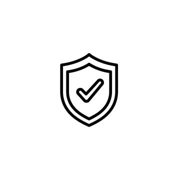 Shield with check mark icon, security and protection symbol, approval Stock Illustration