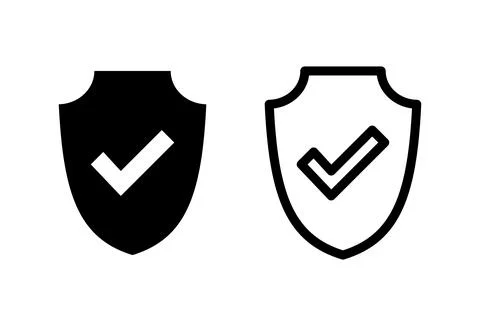 Shield check mark  icon set. Protection approve sign. Safe icon vector Stock Illustration