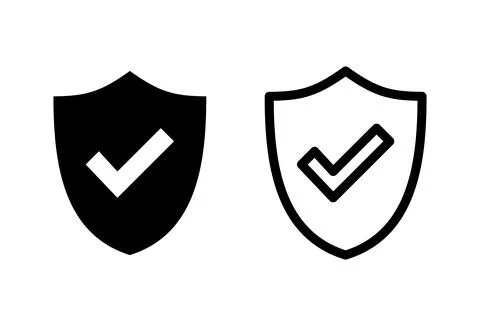 Shield check mark  icon set. Protection approve sign. Safe icon vector Stock Illustration