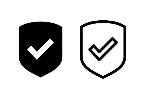 Shield check mark  icon set. Protection approve sign. Safe icon vector Stock Illustration