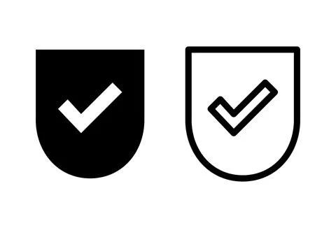 Shield check mark  icon set. Protection approve sign. Safe icon vector Stock Illustration