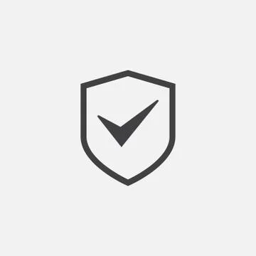 Shield with check mark Icon Vector Logo Template, protect logo Stock Illustration