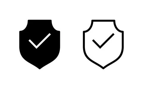 Shield check mark icon vector illustration. Protection approve sign. Insura.. Stock Illustration