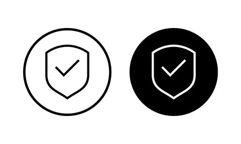 Shield check mark icon vector illustration. Protection approve sign. Insura.. Stock Illustration