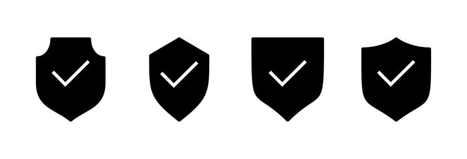 Shield check mark icon vector illustration. Protection approve sign. Insura.. Stock Illustration