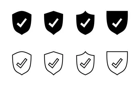 Shield check mark icon vector. Protection approve sign. Insurance icon Illustrazione stock