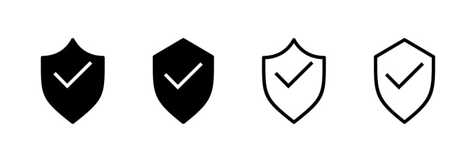Shield check mark icon vector illustration. Protection approve sign. Insura.. Stock Illustration