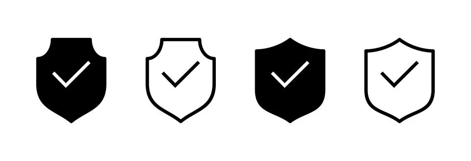 Shield check mark icon vector illustration. Protection approve sign. Insura.. Stock Illustration