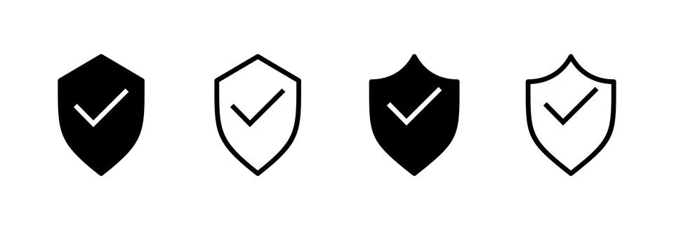 Shield check mark icon vector illustration. Protection approve sign. Insura.. Stock Illustration