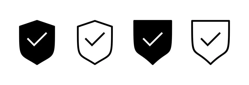 Shield check mark icon vector illustration. Protection approve sign. Insura.. Stock Illustration