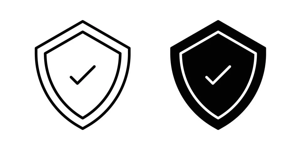 Shield check mark icon vector, symbol, logo illustrations Stock Illustration