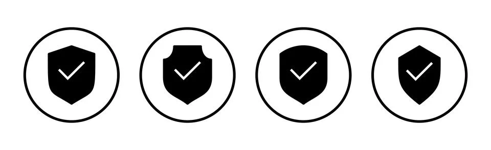 Shield check mark icon vector illustration. Protection approve sign. Insura.. Stock Illustration