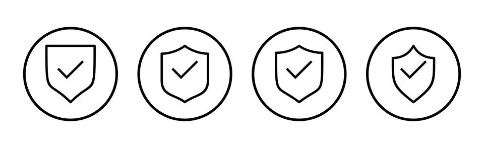 Shield check mark icon vector illustration. Protection approve sign. Insura.. Stock Illustration