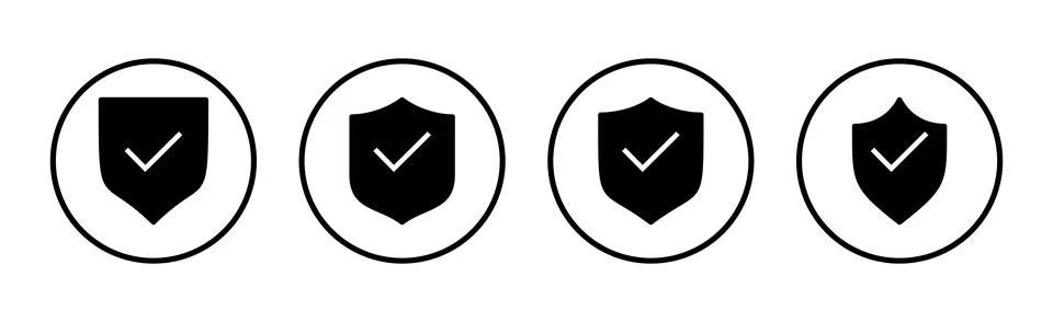 Shield check mark icon vector illustration. Protection approve sign. Insura.. Stock Illustration